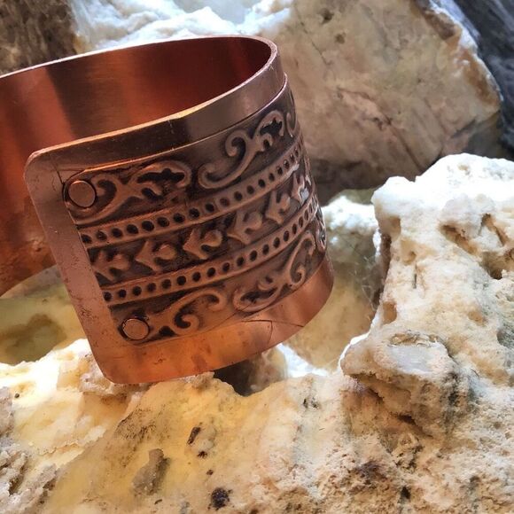 Bracelet, Copper Cuff Bracelet with Pietersite, Handmade, Artisan, NEW - Picture 4 of 4